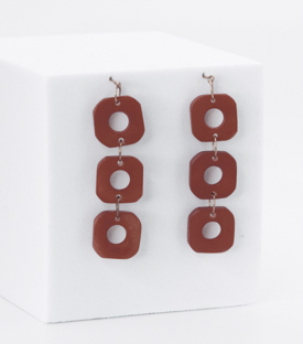 OHRRINGE Quadrate karminrot Tagua L 6cm