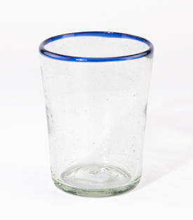 GLAS blauer Rand mittel 7x11,5x8cm, mundgeblasen