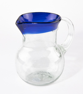 GLASKRUG blauer Rand ca.1,75L mundgeblasen ca. dm15xh19cm