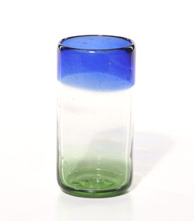 TRINKGLAS grünblau dm6,5xH13cm mundgeblasen