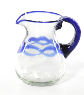 GLASKRUG blaue Kette ca. 1,25L mundgeblasen ca. dm13xh18cm