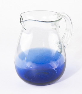 GLASKRUG blauer Boden ca. 2,5L mundgeblasen ca. dm16xh20cm
