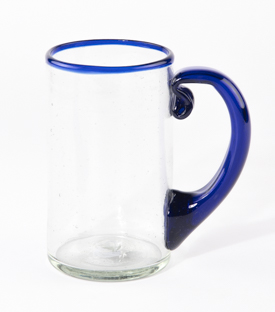 KRÜGERL Rand und Henkel blau 8x14cm, mundgeblasen