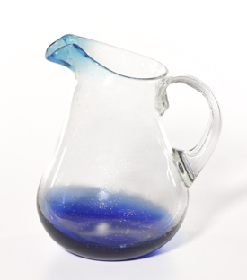 GLASKRUG, blau türkis ca. 2L mundgeblasen ca. dm16xh22cm