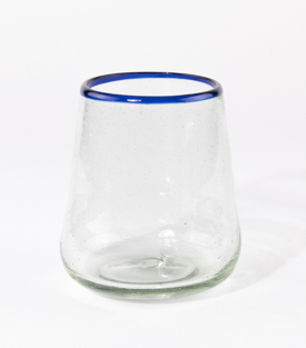 TRINKGLAS Vienna blauer Rand 10xH10,5cm, mundgeblasen