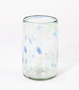 TRINKGLAS Tupfen grün, blau mundgeblasen dm8xh13cm