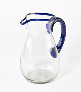 GLASKRUG Vienna blauer Rand dm14xH17cm 0,75L mundgeblasen