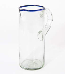 GLASKRUG gerade ca. 1,5L blauer Rand ca. dm10xh23cm