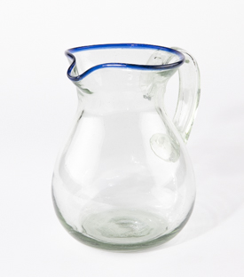 GLASKRUG blauer Rand ca. 1,25L mundgeblasen ca. dm14xh18cm