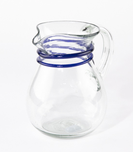GLASKRUG blaue Ringe ca.1,25L mundgeblasen ca. dm14xh18cm