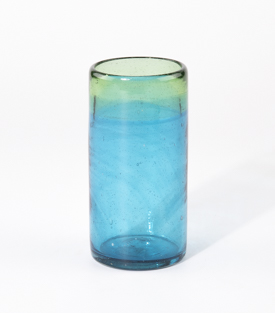TRINKGLAS grün-aquamarin 6x12cm mundgeblasen