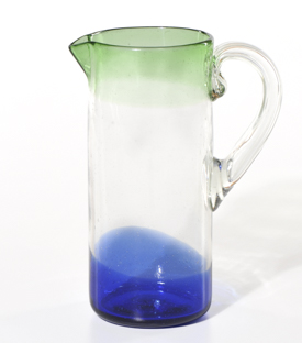 GLASKRUG gerade, ca. 1,5L grün blau ca. dm10xh23cm