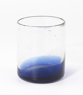 TRINKGLAS blauer Boden dm8xh9,5cm, mundgeblasen