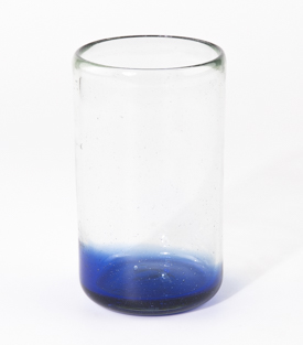 TRINKGLAS blauer Boden dm8xh13cm, mundgeblasen