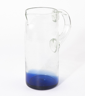 GLASKRUG blauer Boden ca. 1,5L mundgeblasen ca. dm10xh23cm