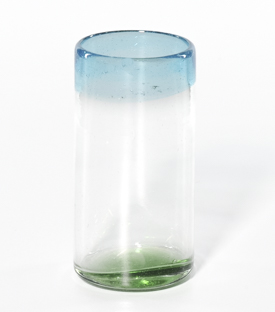 TRINKGLAS grün-blau dm7,5xh13,5cm mundgeblasen