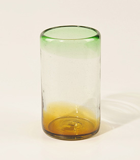 TRINKGLAS braun-grün dm7,5xh13,5cm