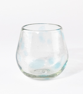 GLAS Tupfen blau dm8xh9cm mundgeblasen bauchig