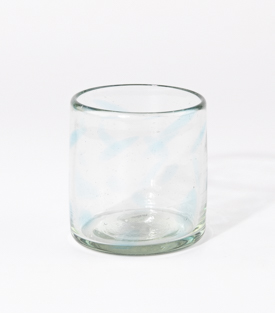 TRINKGLAS Tupfen blau 7xH7,5cm, mundgeblasen