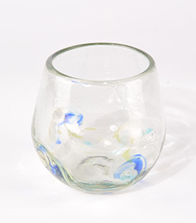 GLAS Bola blau weiß mundgeblasen, dm8xH9cm
