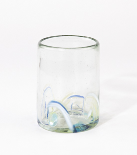 TRINKGLAS blauweiß  dm7xh10cm,mundgeblasen