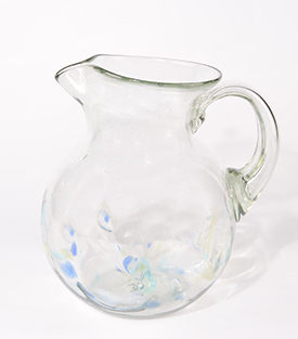 GLASKRUG blau weiß ca. 3L mundgeblasen ca. dm18xh22cm 