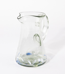 GLASKRUG blau weiß ca. 1L mundgeblasen ca. dm12xh19cm 