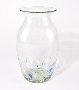 VASE blauweiß mundgeblasen, dm16xH27cm