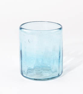 TRINKGLAS gewellt aquamarin dm8xH9,5cm