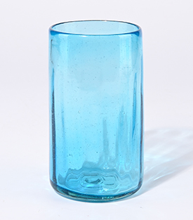 TRINKGLAS gewellt aquamarin dm8xH13cm