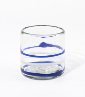 GLAS Ringe blau-weiß mundgeblasen dm8,5xh7,5cm
