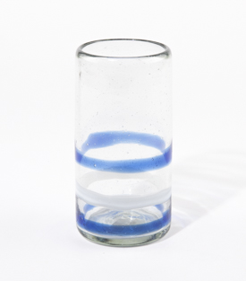 GLAS Ringe blau-weiß mundgeblasen dm7xh13cm