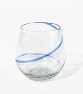 GLAS BOLA Ringe blau-weiß mundgeblasen dm8xh9cm