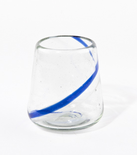 GLAS Viena Ringe blau-weiß mundgeblasen dm10xH10,5cm