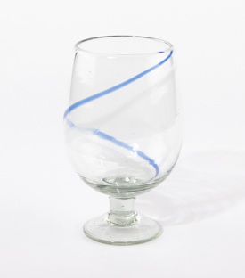 BIERGLAS Ringe blau-weiß mundgeblasen dm8xh16cm