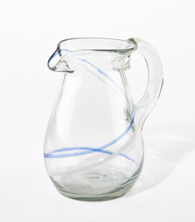 GLASKRUG Viena Ringe blau-weiß mundgeblasen dm12xh17cm 0,75L