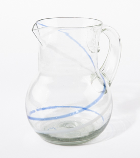GLASKRUG Ringe blau-weiß mundgeblasen dm15xh20cm 2L