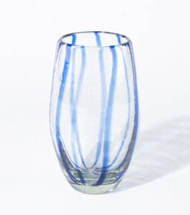 GLAS Bola Streifen blau mundgeblasen  dm8xh13cm
