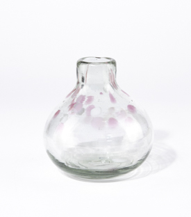 VASE Glas Tupfen Rose mundgeblasen  dm13xh14cm
