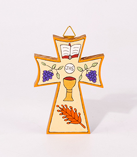 KREUZ Heilige Wandlung, Pinie zum Hängen, 7x10cm