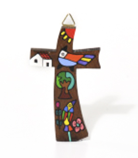 WANDKREUZ (gebogen) 11x6,5cm, Pinienholz