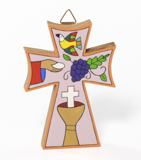 KREUZ zum Hängen,Pinienholz Heilige Wandlung ca10x7cm