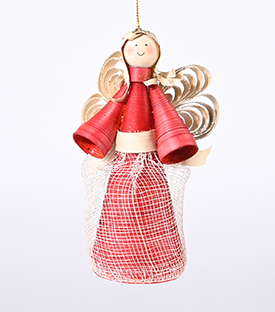 ANHÄNGER Weihnachtsengel rot Burispäne, 8,5cm