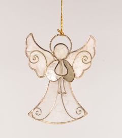 CAPIZANHÄNGER Engel mit Kerze Capiz, 8cm