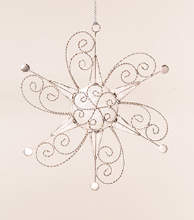 SCHNEEKRISTALL, Capiz silber, 14cm