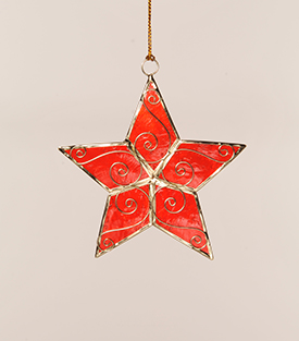 WEIHNACHTSTERN, Capiz, rot 7cm