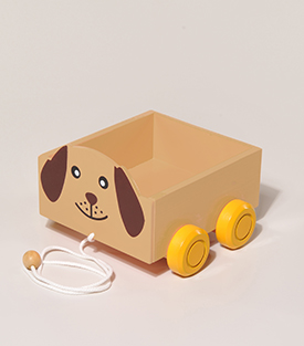 WAGERL zum Ziehen, Hund 18x16xH10cm, Albasiaholz