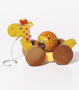 GIRAFFE auf Rädern 13x20,5x7cm Albasiaholz