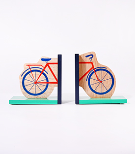 BUCHSTÜTZEN FAHRRAD Albasiaholz 33x15xH9