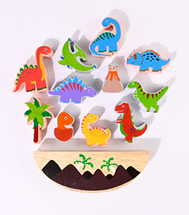 BALANZIERSPIEL Dinos Albasiaholz 26x24x(Dicke)3